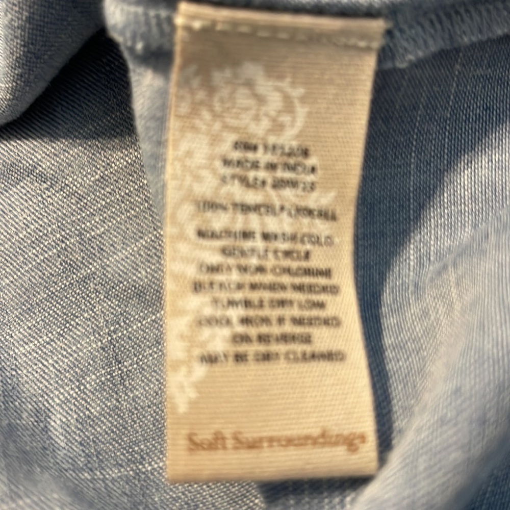 Soft Surroundings Ruffled Collar Chambray Blouse … - image 8